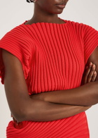 Issey Miyake Asymmetric Ribbed-knit top Red