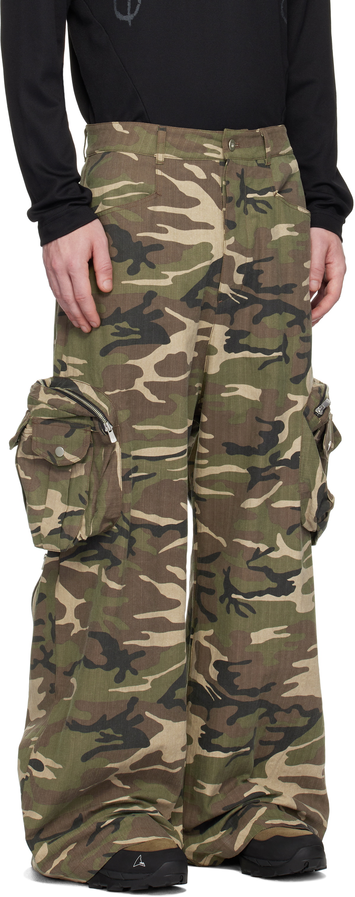 FFFPOSTALSERVICE Khaki Wide Backzip Cargo Pants