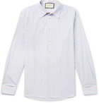 Gucci - Embroidered Striped Cotton Shirt - Blue