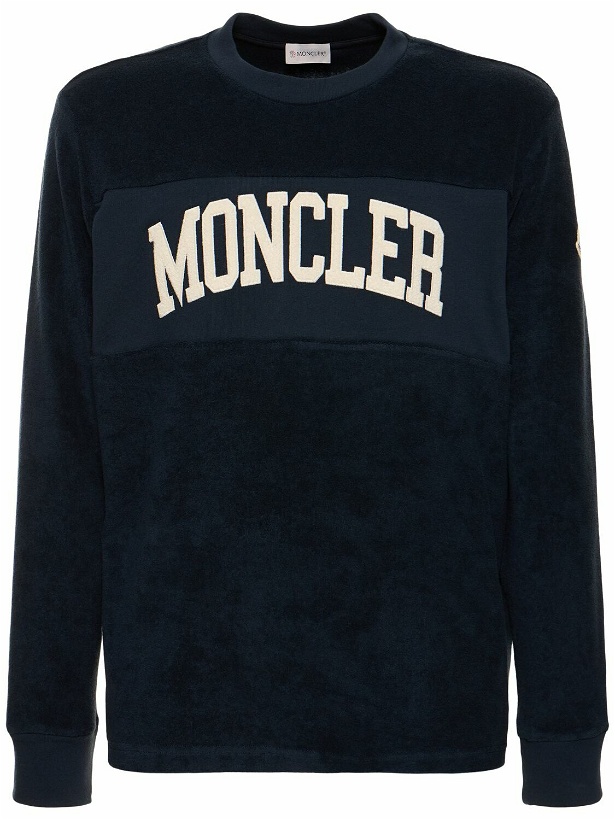 Photo: MONCLER - Logo Detail Cotton Crewneck Sweatshirt