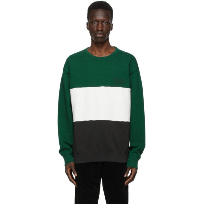 WACKO MARIA Green Three-Tone Washed Sweatshirt Wacko Maria