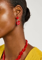 Completedworks Beaded Rhodium-plated Drop Earrings - Red - One Size
