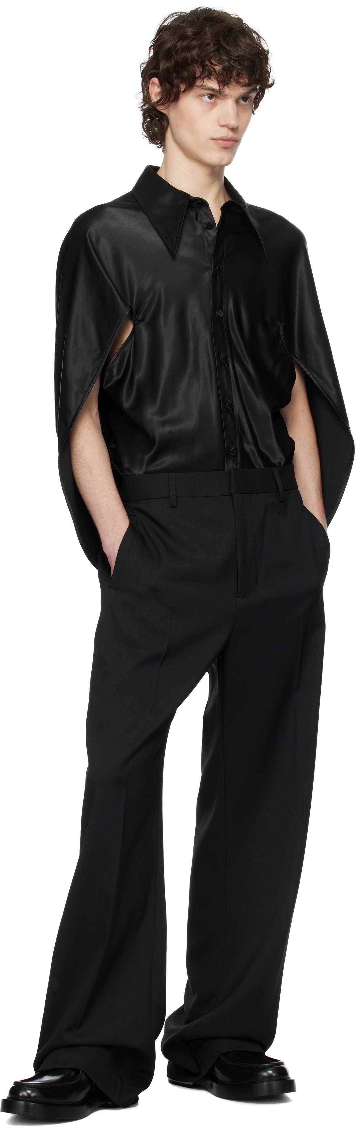 AARON ESH Black Open Arm Shirt