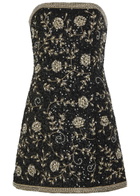 Alice + Olivia Katia Embellished Crepe Mini Dress Black And White