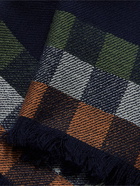 Paul Smith - Fringed Checked Wool and Cashmere-Blend Scarf