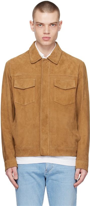 Photo: BOSS Brown Flap Pocket Leather Jacket