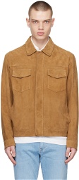 BOSS Brown Flap Pocket Leather Jacket