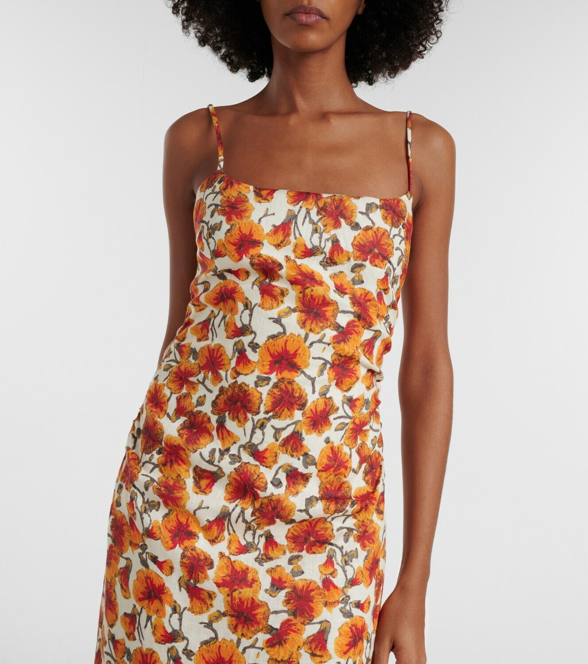 SIR Floral linen midi dress