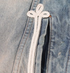 AMIRI - Slim-Fit Rope-Trimmed Distressed Denim Jacket - Blue