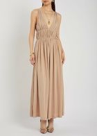 Tove Ouida Ruched Stretch-jersey Midi Dress Beige