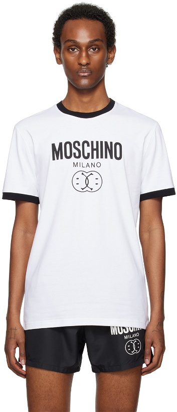 Photo: Moschino White Double Smiley T-Shirt