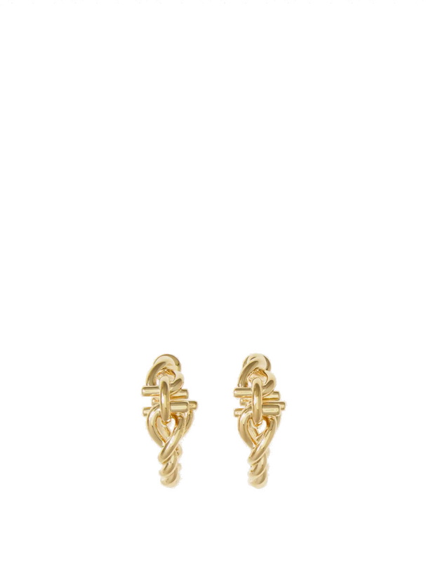 Photo: Ferragamo Womens Twisted chain Gancini hoop earrings (S) in Gold