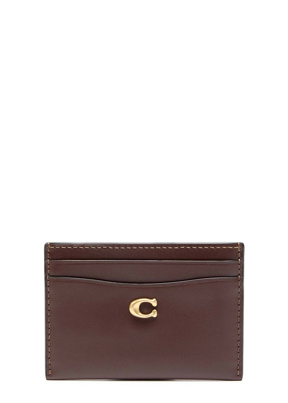 Photo: Coach Logo Leather Card Holder - Brown - One Size
