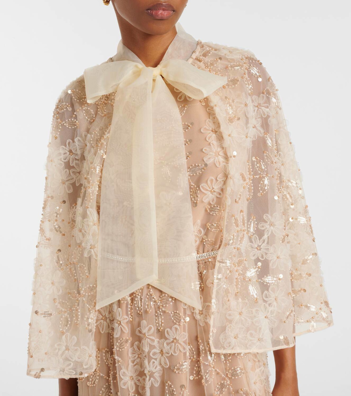 Self-Portrait Embroidered caped gown