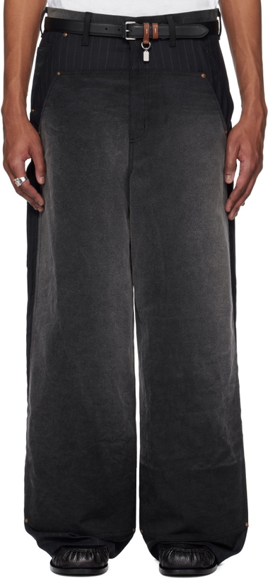 Photo: Khoki Black Vintage-Effect Work Trousers