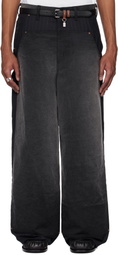Khoki Black Vintage-Effect Work Trousers