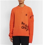 Off-White - Logo-Print Ribbed Cotton Sweater - Orange