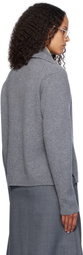 AO Yes Gray Fringed Scarf Sweater