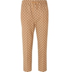 Gucci - Beige Cropped Tapered Logo-Jacquard Cotton-Blend Suit Trousers - Camel