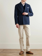 Brunello Cucinelli - Stretch-Cotton and Cashmere-Blend Twill Double-Breasted Suit Jacket - Blue