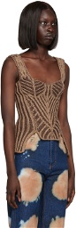Paolina Russo Brown Warrior Corset Tank Top