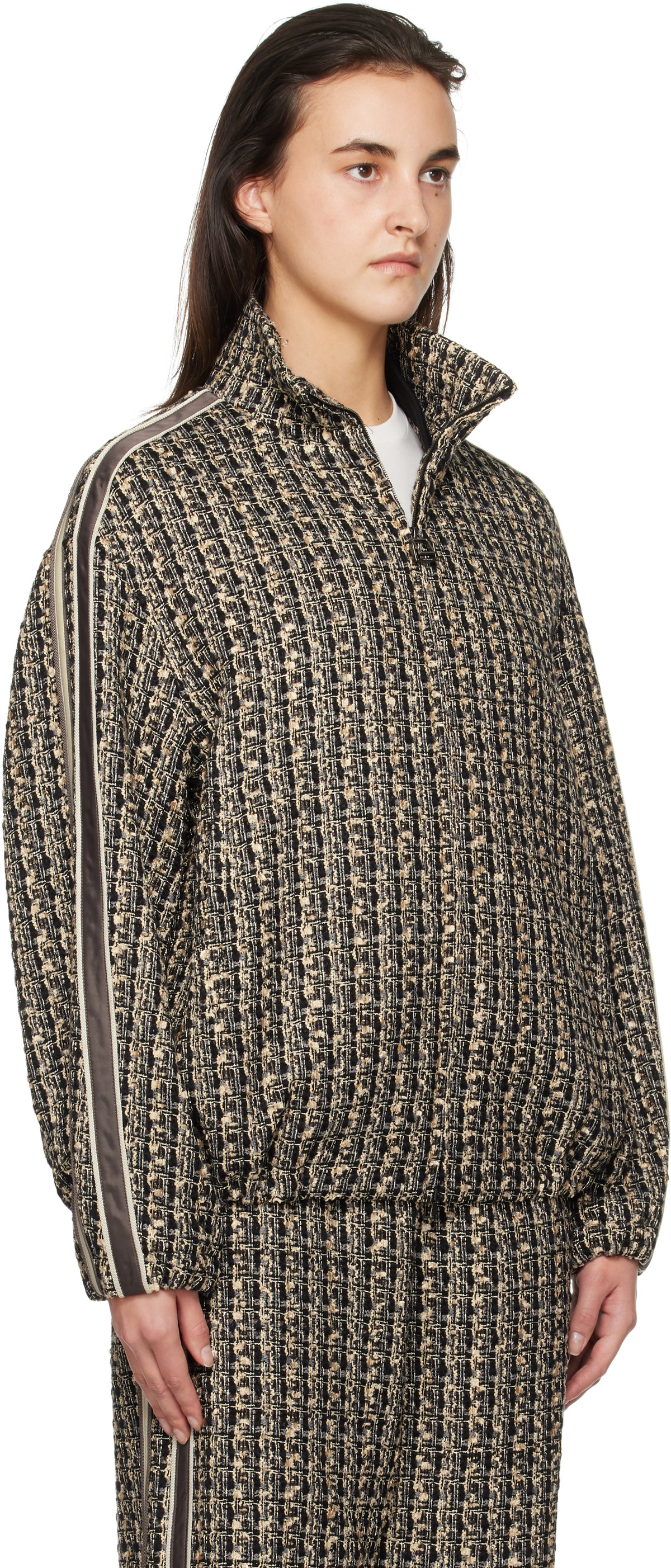 WOOYOUNGMI Gray & Black Tweed Banding Jacket