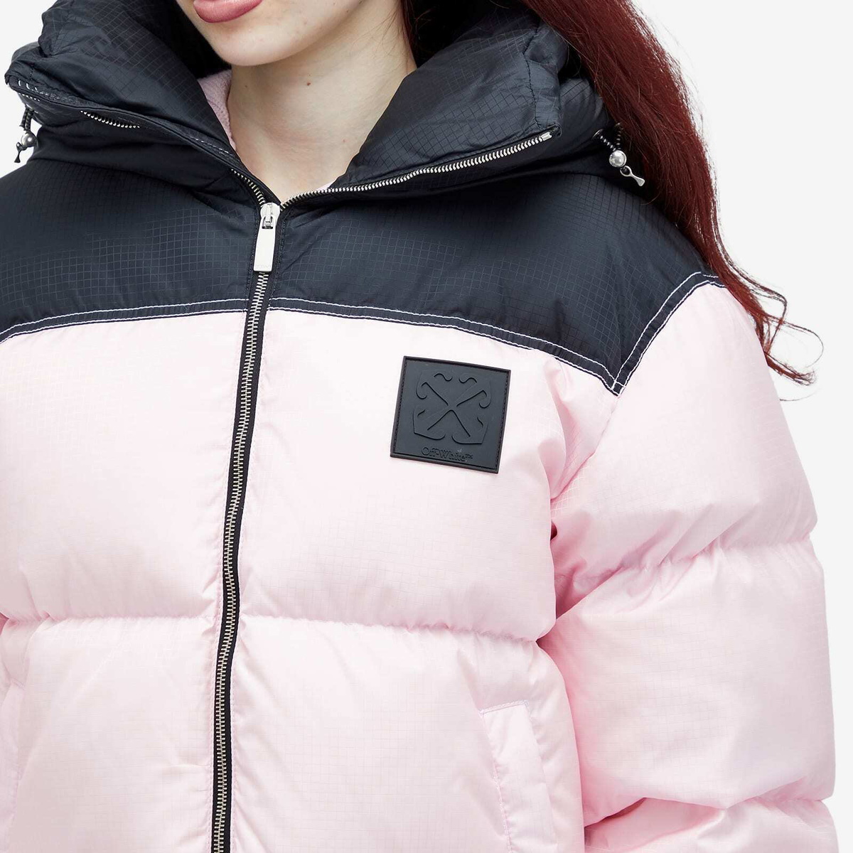 Off-White Women's Patc Rip Down Puffer Jacket in Pink