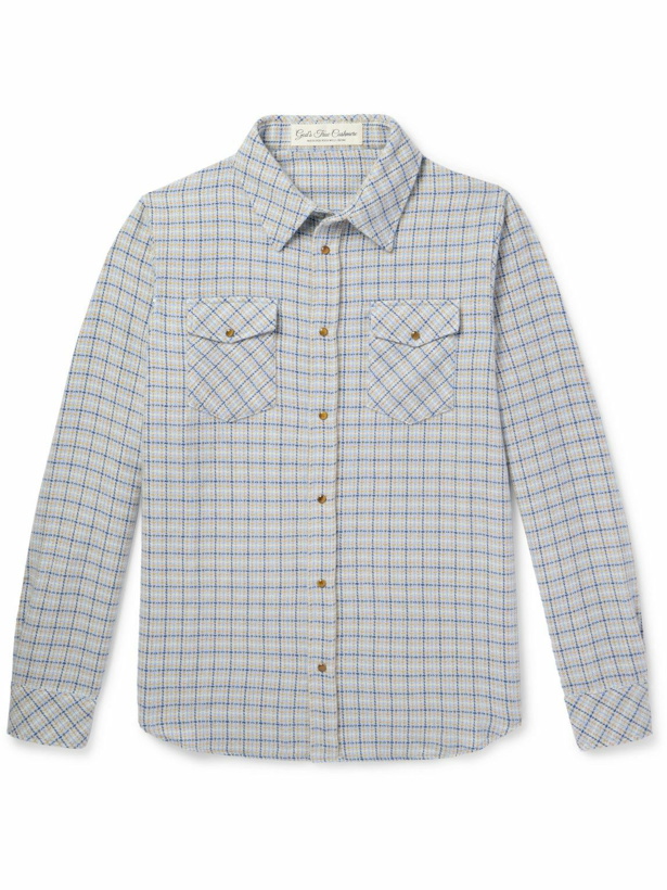 Photo: God's True Cashmere - Checked Cashmere Shirt - Blue