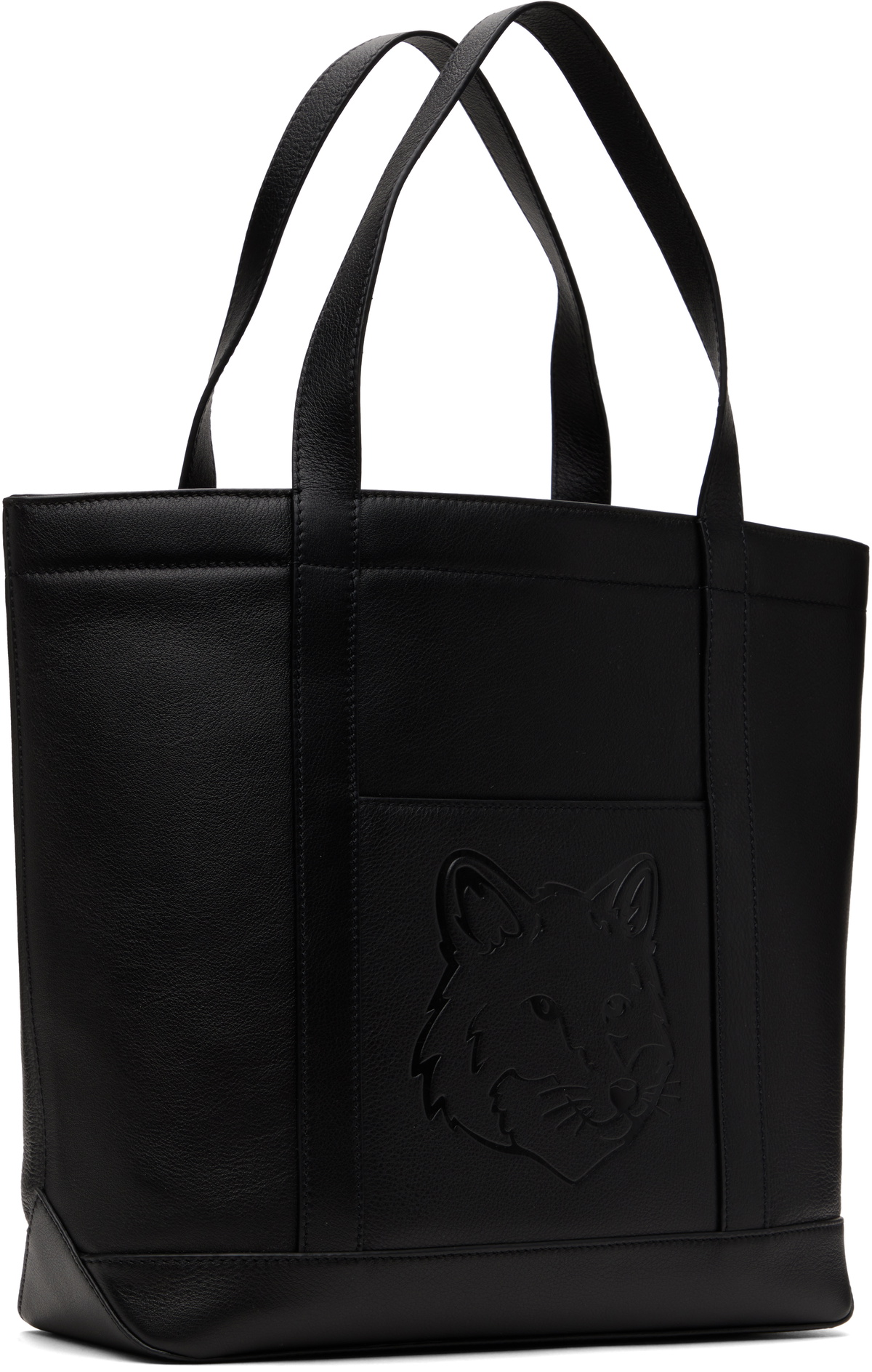 Maison Kitsuné Black Fox Head Leather Medium Tote