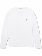 Maison Kitsuné - Logo-Appliquéd Cotton-Jersey T-Shirt - White