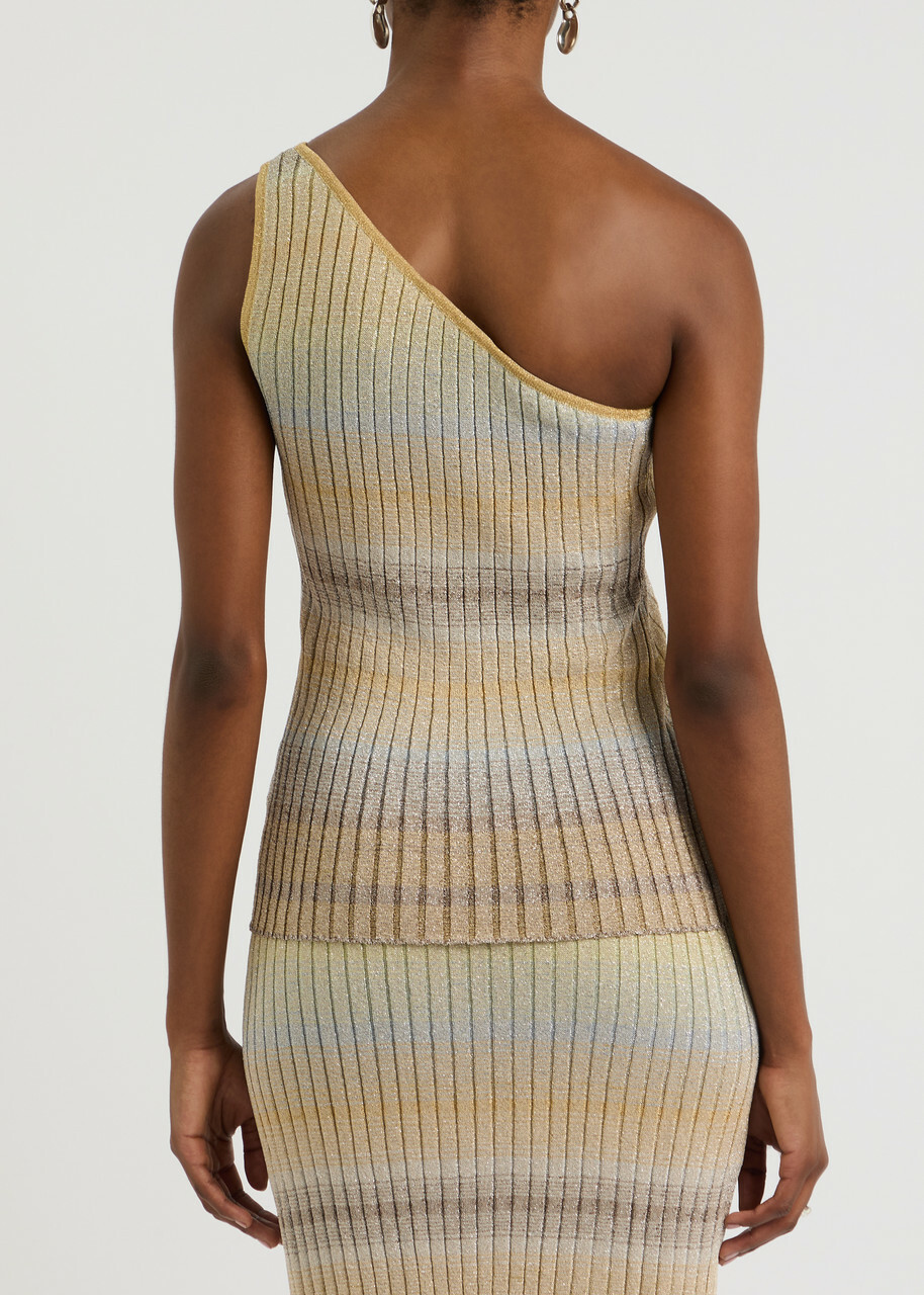Missoni Striped One-shoulder Ribbed-knit top Multicoloured