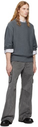 COOR Gray Crochet Crewneck Sweater