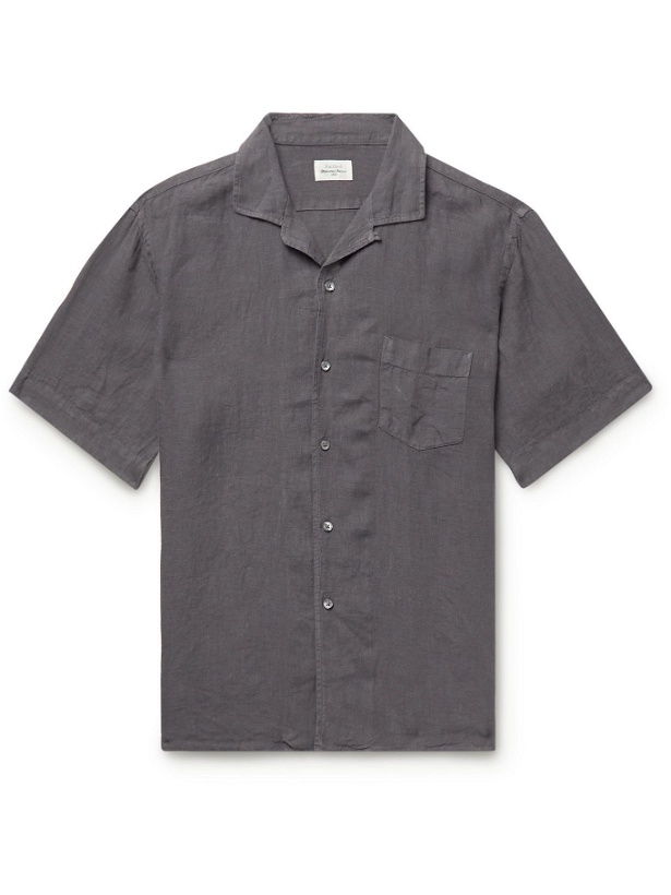 Photo: Hartford - Palm Camp-Collar Slub Linen Shirt - Gray