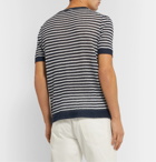 Lardini - Slim-Fit Striped Linen T-Shirt - Blue