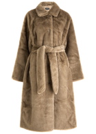 Meotine Kelly Belted Faux fur Coat Light Brown