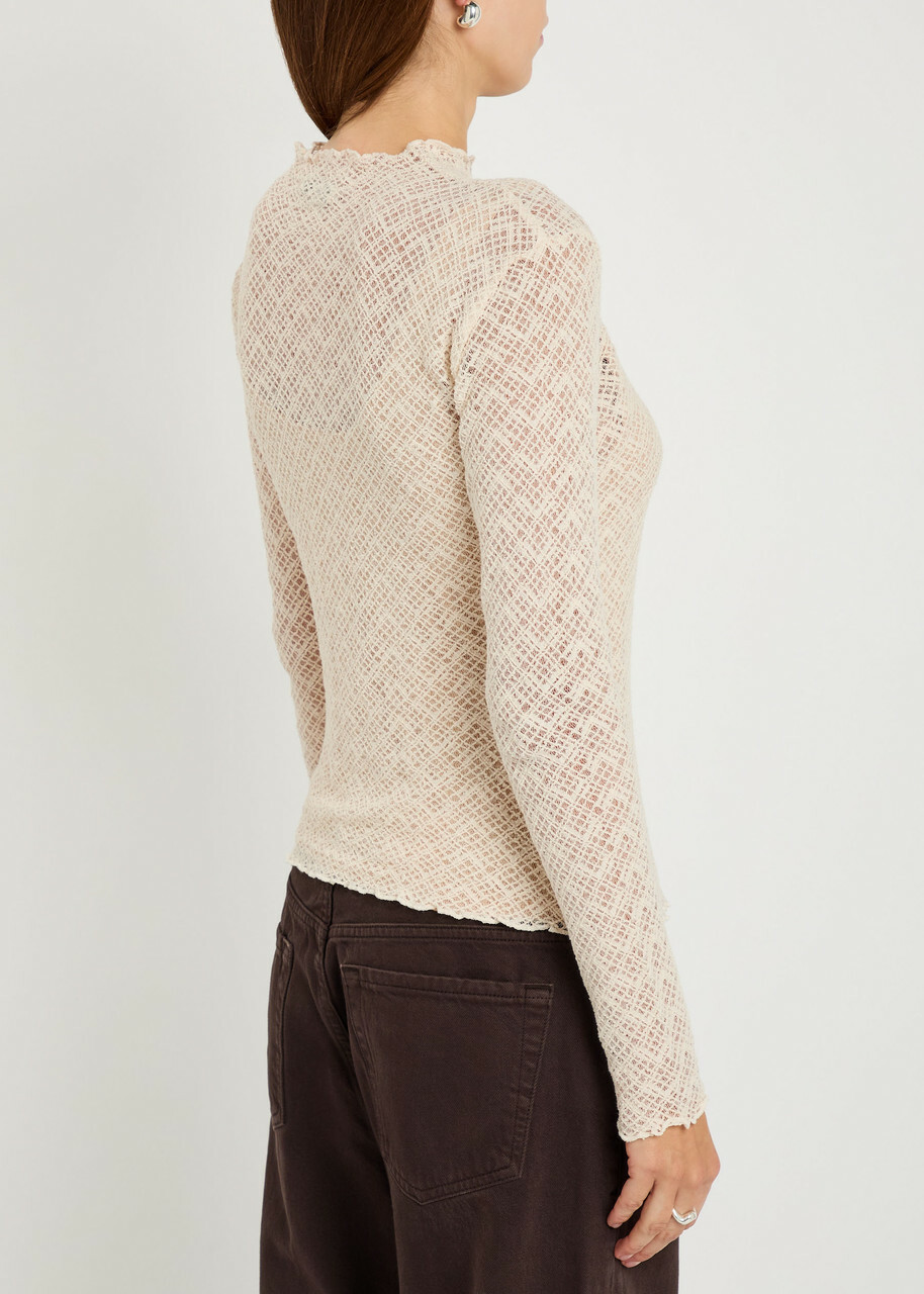 Vince Mock-neck Lace top Cream