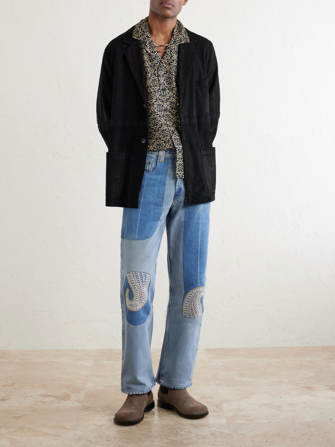 Kartik Research - Camp-Collar Printed Silk Shirt - Black