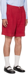 Valentino Red Linen Bermuda Shorts