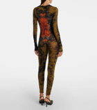 Jean Paul Gaultier Médallion printed mesh catsuit