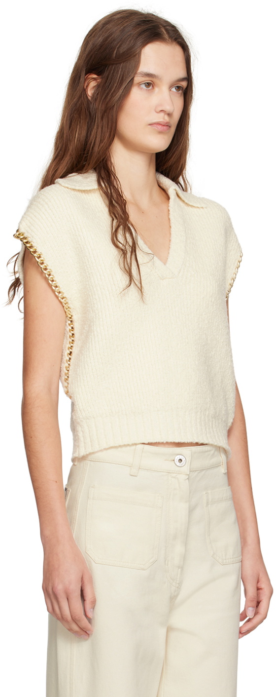 3.1 Phillip Lim Off-White Boucle Cropped Chain Trim Vest