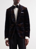 Mr P. - Shawl-Collar Checked Cotton-Velvet Tuxedo Jacket - Brown