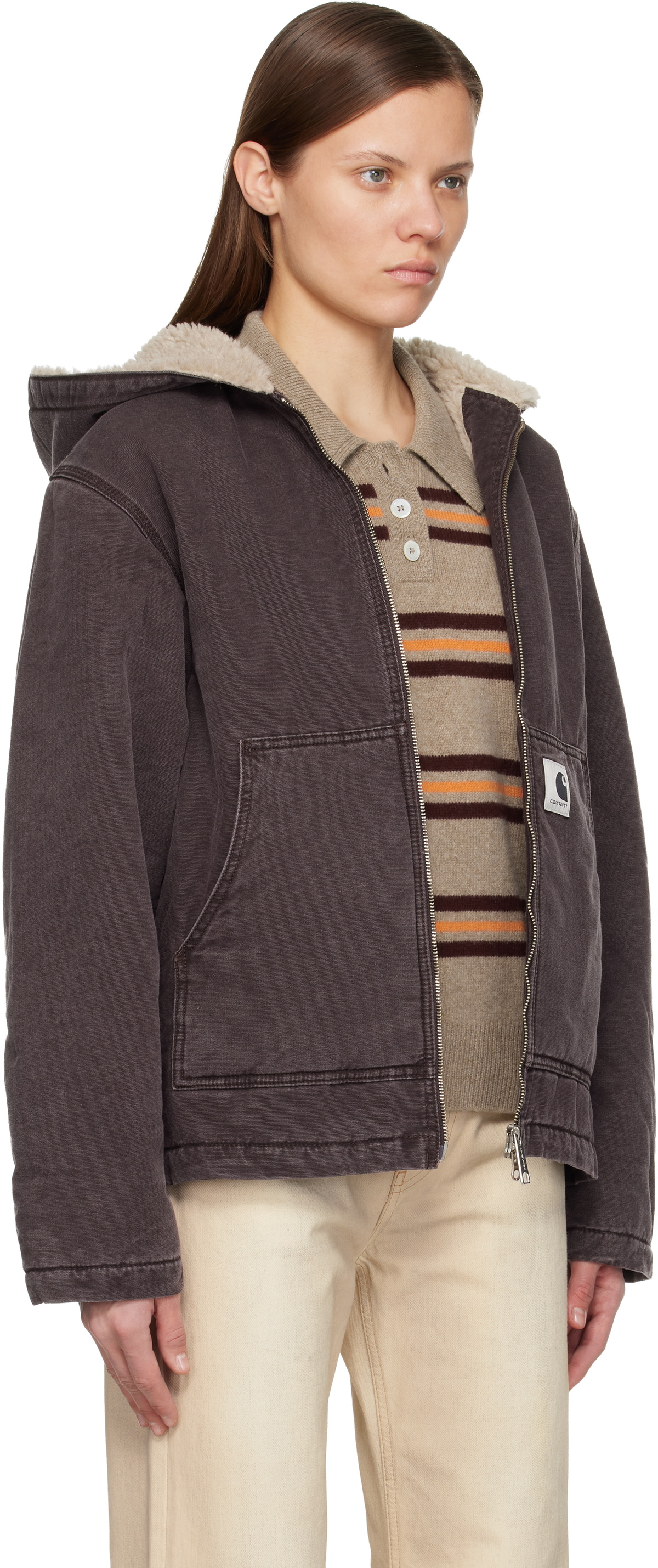 Carhartt Work In Progress Purple Hooded Mitch Bomber Jacket