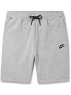NIKE - Logo-Print Cotton-Blend Tech-Fleece Drawstring Shorts - Gray