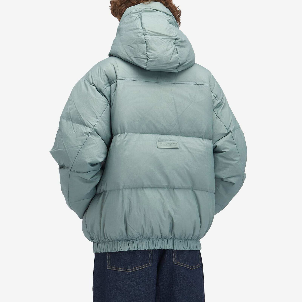 Men's AAPE Now Camo Badge Hooded Down Jacket in Green