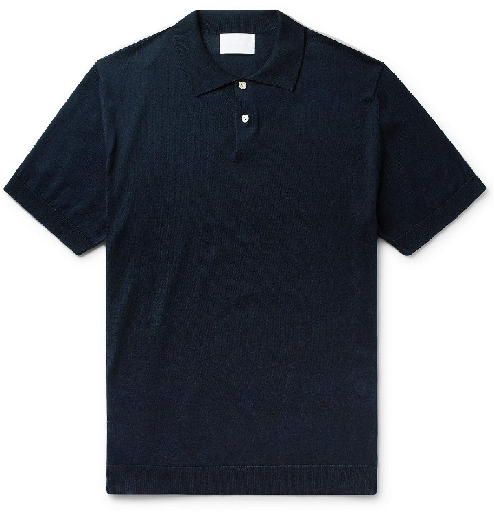 Photo: Handvaerk - Mercerised Pima Cotton-Jersey Polo Shirt - Blue