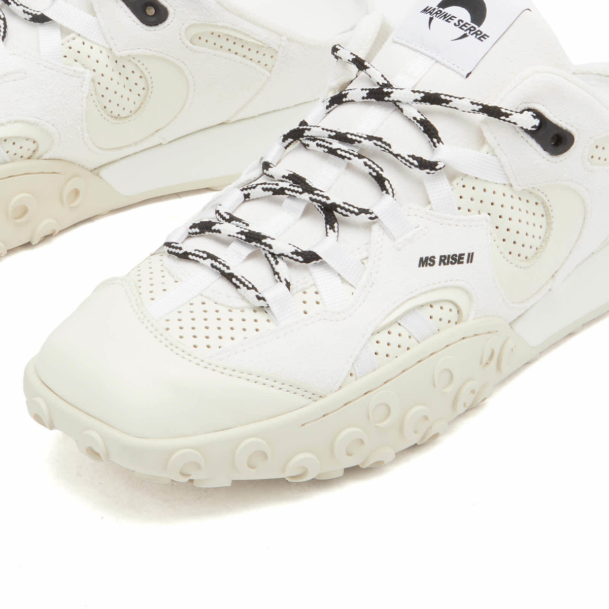 Marine Serre Women's Suede Leather Ms Rise Tyko Mule in White
