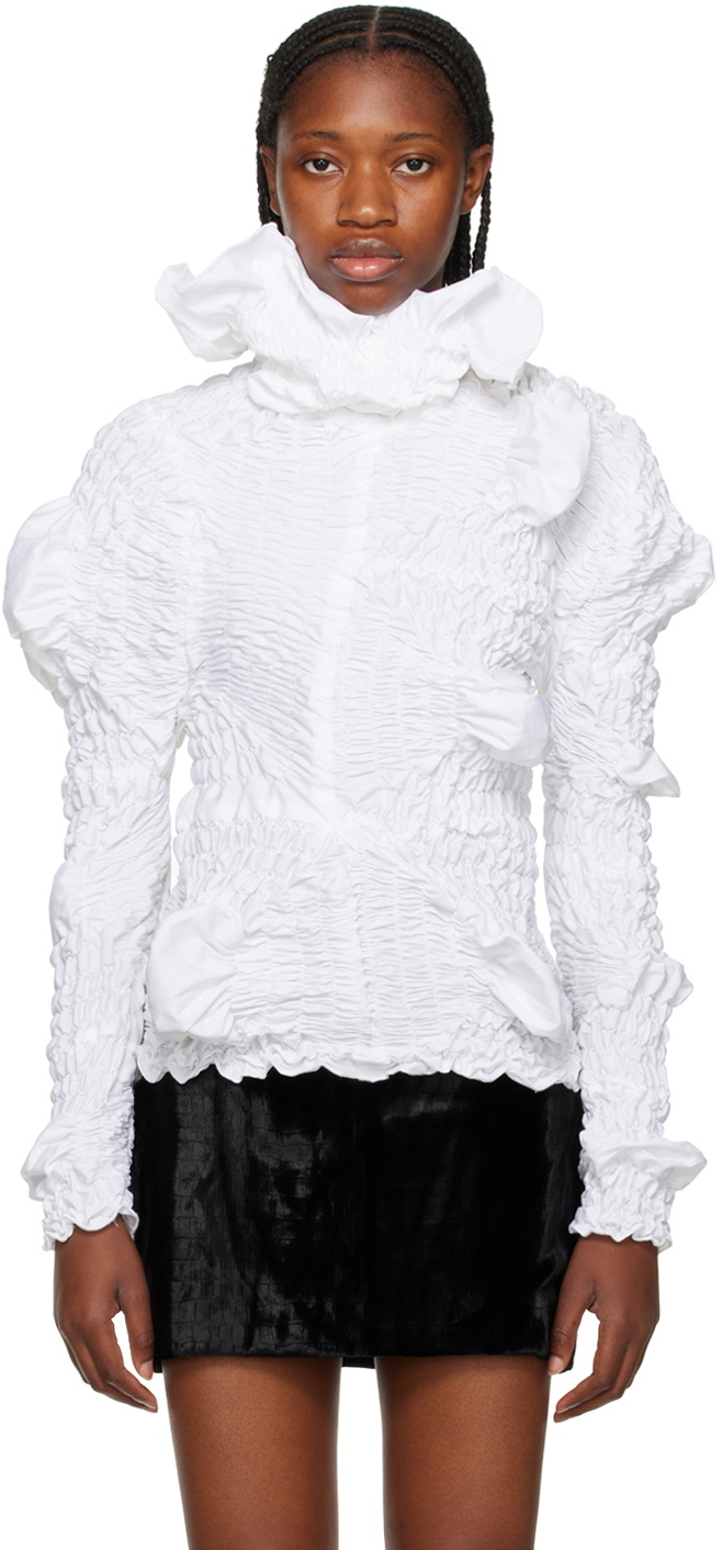 Feben White Classic Twist Blouse