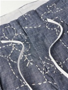 Monitaly - Straight-Leg Embroidered Cotton Drawstring Shorts - Blue