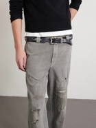 Enfants Riches Déprimés - Soso's Cropped Distressed Cotton and Linen-Blend Trousers - Gray
