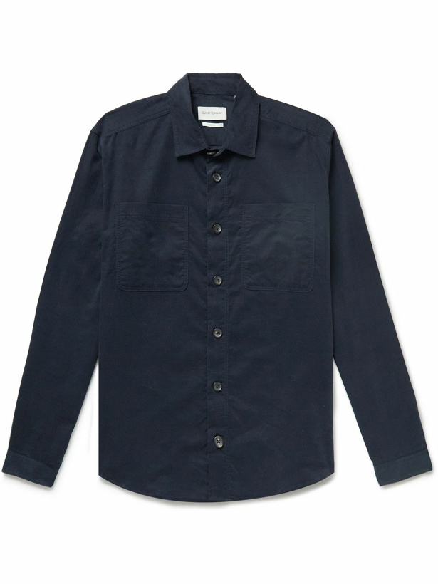 Photo: Oliver Spencer - Treviscoe Cotton-Corduroy Shirt - Blue